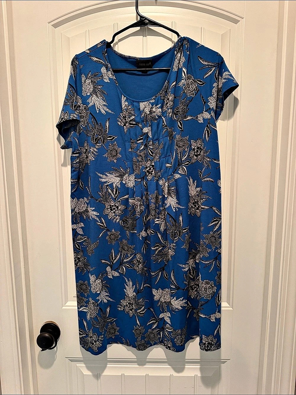 J. Jill Wearever Collection Floral Mini Dress in Blue & Black  Size XL Like New